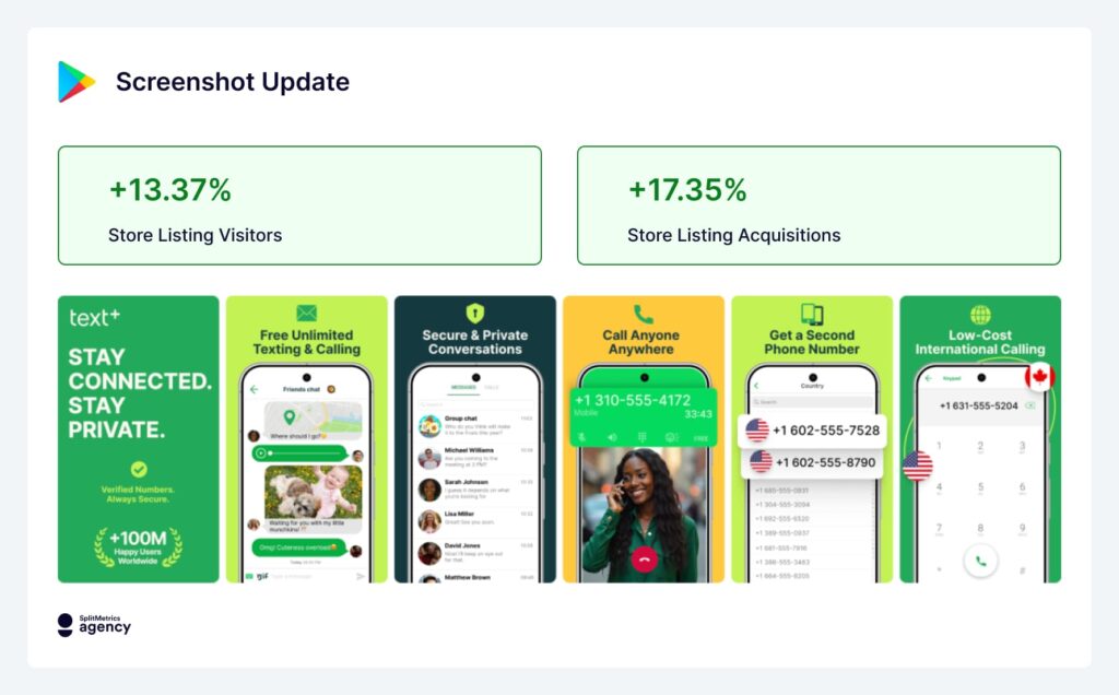 textPlus case study: screenshot update, Google Play
