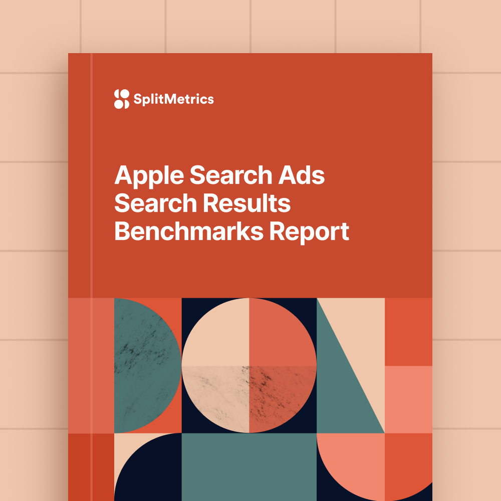 A cover to the Apple Ads Search Results Benchmarks Report